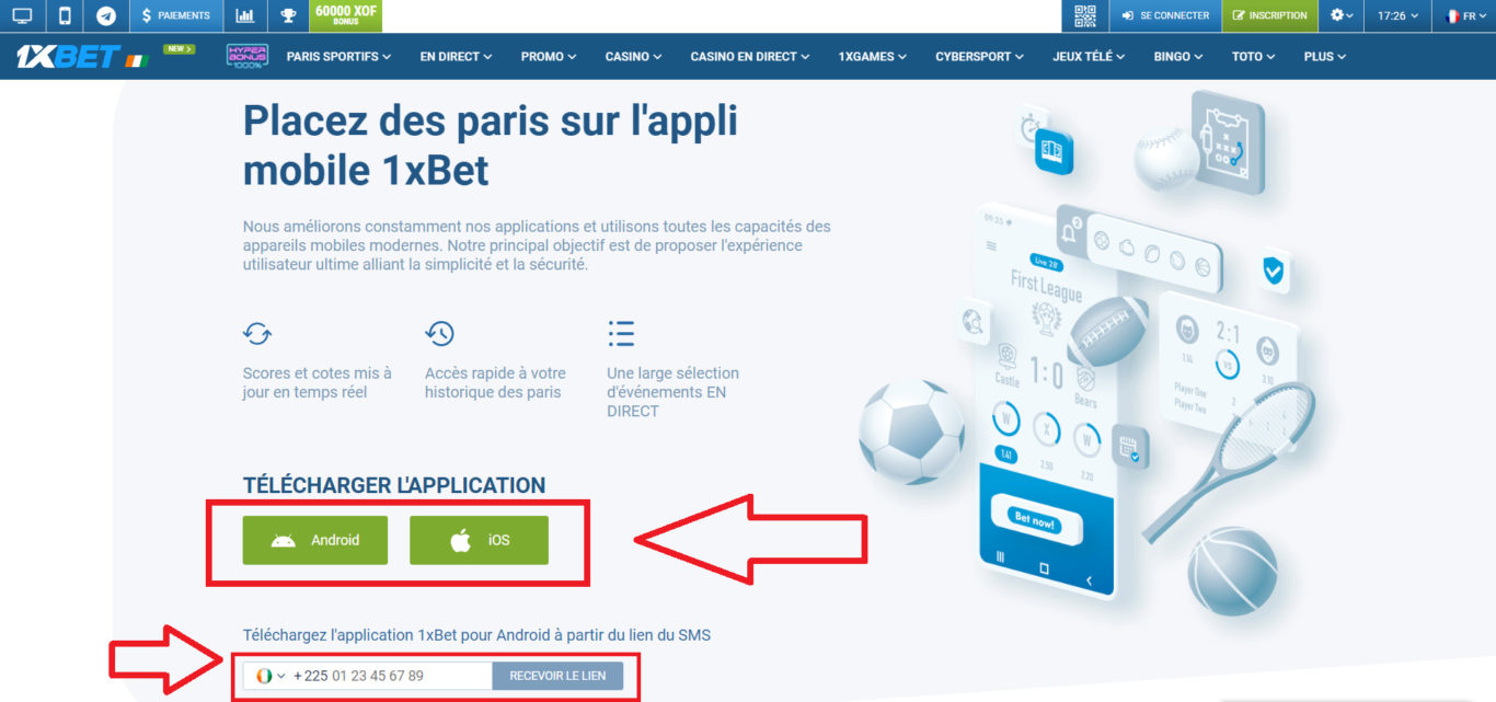 1xBet Inscription et Connexion sur l'Application